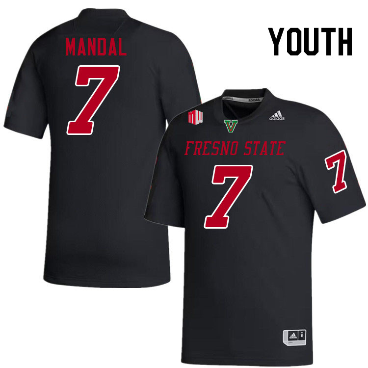 Youth #7 Jayden Mandal Fresno State Bulldogs College Football Jerseys Stitched-Black